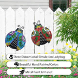 John's Studio 2Pcs Metal Ladybug Wall Decor Outdoor Garden Hanging Art Sculptures Home Ocean Theme Decorations for Kitchen Bathroom and Pool