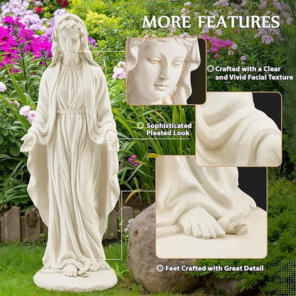 Virgin Mary Statue Outdoor, 29.4" H Garden Statue, Blessed Mother Mary Statues Catholic, Durable Weather Large Statue of Our Lady Mary for Patio Yard Home Decor