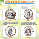 Shih Tzu Wind Spinners Outdoor - 3D Cute Dog for Women Men, Wind Spinner for Yard Patio Ornament Garden Decor, 12 Inch Hanging Kinetic Metal Wind Spinners Sculpture