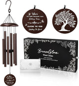 32" Memorial Wind Chimes Outdoor Deep Tone, C Major Tuned Aluminum Wind Chime with Gift Box & Message Envelope, Sympathy Wind Chime for Garden Patio Hanging Decor, Tree Pattern, Bronze