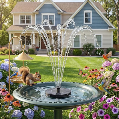 AMZtime Solar Fountain for Bird Bath, 2026 Upgrade Solar Water Fountain with 6 Nozzles & 4 Fixed Rods, Solar Bird Bath Fountains for Garden, Outdoor, Pool, Pond, Fish Tank and Patio
