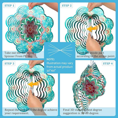 Wind Spinner Mandala Lucky Firework,12inch Hanging Wind Spinner Lucky Gifts for Women/Mother/Grandma/Father/Mom/Wife,Outdoor&Indoor Garden Decorations Yard Art Christmas Ornament