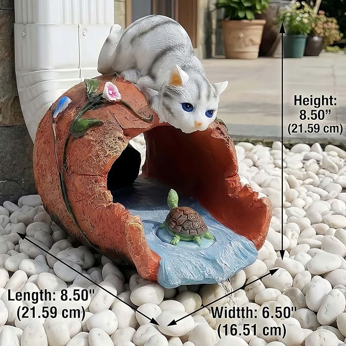 Cat Gutter Downspout Extender Statue, Funny Garden Statue Ornament, Decor Downspout Diverter, Perfect Rain Diverter for 3"x4" Downspouts, Eco-Friendly Resin, Ideal Outdoor Decor Gift