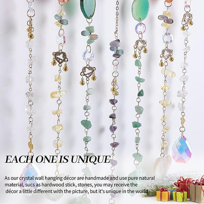Agate Crystal Sun Catcher Decor - Dream Catcher Handcrafted with Natural Stones & Wood - Gift for Housewarming, Mother’s Day, Wedding for Family and Friends - Room, Patio, Office Hanging Ornament