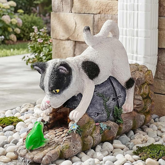 Cat Gutter Downspout Extender Statue, Outdoor Decor Sculpture Ornament, Decorative Gutter Extension, Splash Block, Downspout Diverter, Eco-Friendly Resin, Perfect for 3"x4" Downspouts