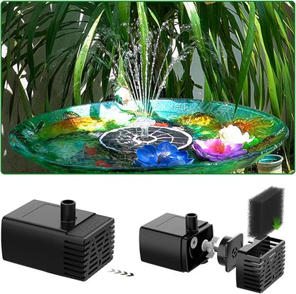 AISITIN 3.7W Solar Bird Bath Fountain Pump, 7.1" Solar Powered Water Fountain Pump for Garden, Ponds, Pool, Fish Tank, Aquarium and Outdoor