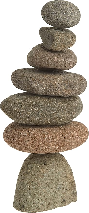Ancient Graffiti Large 7-Stone Natural River Stone Cairn, 11 inches