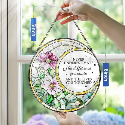 Thank You Gifts, Stained Glass Suncatcher Ornament, Window Hanging, Going Away/Goodbye, Appreciation, Retirement Gifts for Women, Men, Coworker, Boss, Friend | Retirement Party Decorations - Style G