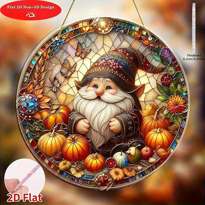 7.87Inch Fall Sun Catcher Acrylic Garden Cute Pumpkin Dwarf Suncatcher Decor Window Hanging for Wall Home, Garden, Housewarming Women Neighbor Autumn Decor Gifts