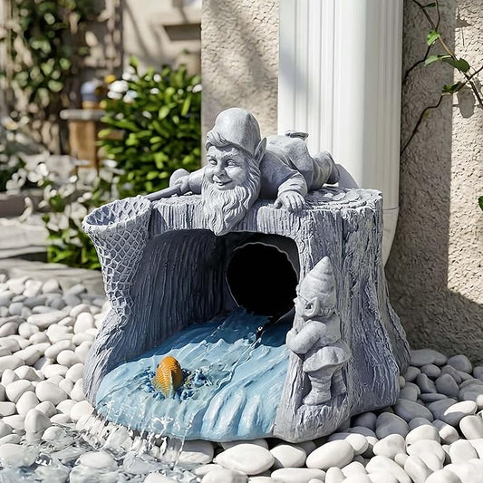 Funny Gnome Statue - Eco-Friendly Resin Outdoor Decor Sculpture, Gutter Diverter Rain, Downspout Extender, Splash Block, Decorative Gutter Extension, Perfect for 3x4 Downspouts
