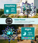 Peacock Wind Spinners Outdoor for Garden, Colorful Metal Kinetic Yard Art with Radial Motion, Decorative Outdoor Wind Sculpture for Lawn, Patio & Walkway