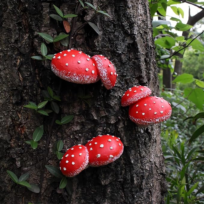 OwMell Glow in The Dark Mushroom, Set of 3 Mushroom Decor Decorations for Garden Yard, Mushroom Tree Decorations Outdoor, Mushroom Statue Figurines, Fairy Garden Decor Accessories - Tree Hugger