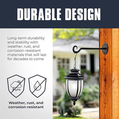 Monarch Abode Plant Hangers – Wall Mount Plant Hooks for Hanging Baskets, 7.5 Inch Metal White Fence Wall Plants Hanger for Outdoor Indoor, Flower Pot, Bird Feeder, Wind Chime Bracket, 2 Pack