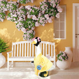 Porch Goose Statue Outfits Set Porch Goose Clothes with Wide Hat Costumes for 23" Plastic Statue Patio Yard Garden Lawn Outdoor Decoration(Yellow,Coffee Cup)