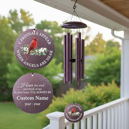 30"/36"/45" Wind Chimes for Memorial Loss Loved One Mom Dad Husband Wife, Personalized Deep Tone Wind Chime for Sympathy Remembrance Bereavement Produced in USA