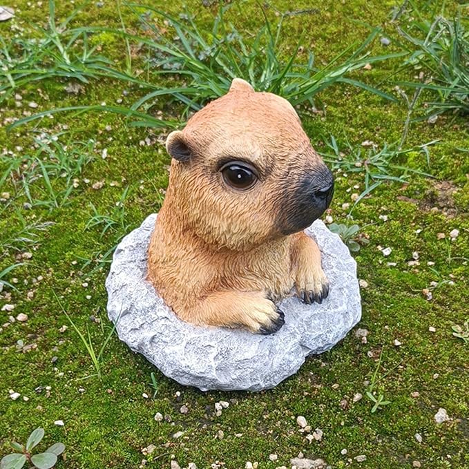 Patio Ornament Resin Gopher Statue Garden Decoration Realistic Animal Statues Weather-Resistant Garden Decor for Lawn Patio Balcony A