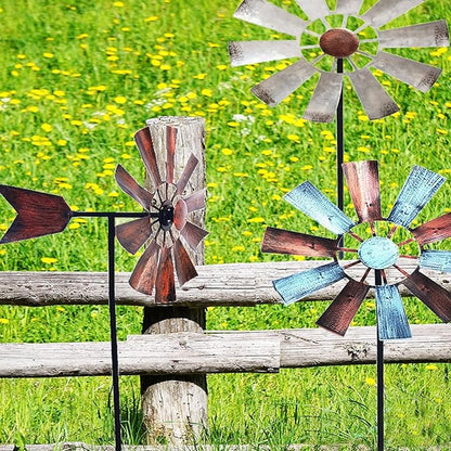 BinaryABC Outdoor Yard Windmill Metal Wind Spinner,Wind Sculptures Spinners Yard Decor Pinwheel,for Garden Yard Lawn Patio Decoration