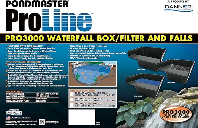 Danner Manufacturing, Inc., Pro Line Pro3000 Waterfall Box with Debris Filter, 02482