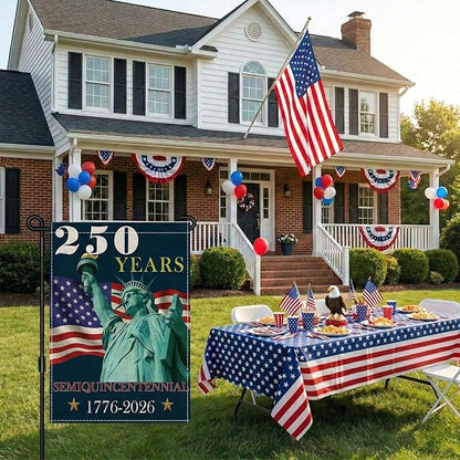 250 Years America Garden Flag, Double Sided 12x18 Patriotic Banner, Statue of Liberty, 1776-2026 US Semiquincentennial Yard Decor