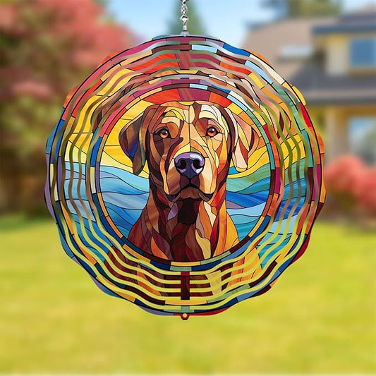 Labrador Retriever Wind Spinner Dog Memorial Gifts, Vibrant 3D Kinetic Aluminum Metal Yard Art, Loss of Dogs Sympathy Gifts, Hanging Outdoor Garden Decor, 8" Wind Sculptures for Patio, Porch (LR 2)