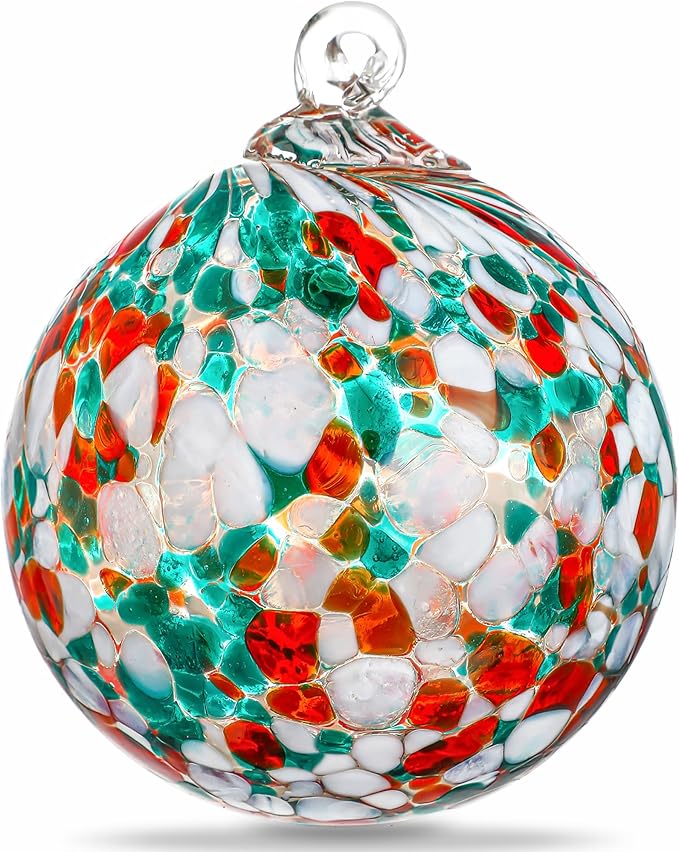 4" Blown Christmas Balls Hanging Glass Gazing Ball for Christmas Garden Patio Window Decoration Gifts for Xmas