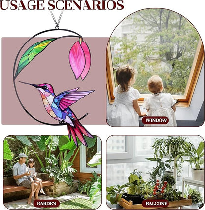 Hummingbird Gifts for Women, Hummingbird Sun Catcher for Window Hanging, for Mom Grandma Bird Lovers, Spring Suncatcher Garden Decor for Indoor Outdoor Windows