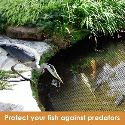 PACETAP 35 x 40 Ft Koi Pond Netting Kit, Heavy Duty Pond Netting Mesh Net Cover for Leaves, Protecting Koi Fish from Birds, Cats -Stakes Included