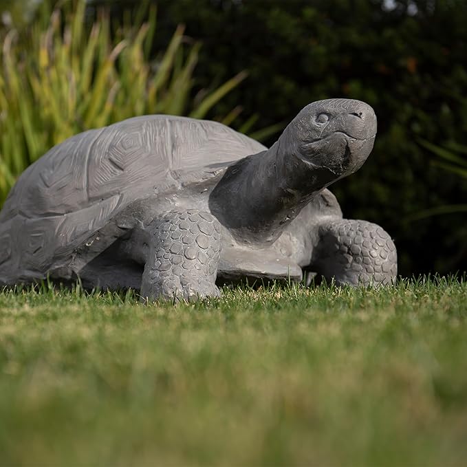 XBrand 30.3" L Light Grey Polystone Turtle Statue for Indoor or Outdoor Garden Decor