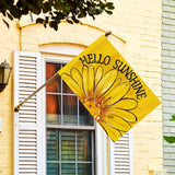 AVOIN colorlife Hello Sunshine House Flag 28x40 Inch Double Sided Outside, Summer Spring Floral Daisy Yard Outdoor Flag Yellow