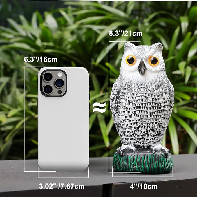 OFFO Plastic Owl Scarecrow for Halloween Decorations Outdoor Garden, Yard, Pool Decoration, 8.3 in Height, Snow Owl