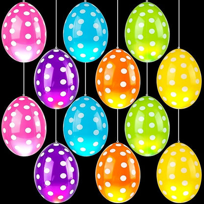 12 Pcs Inflatable Easter Eggs 16 Inch Jumbo Colorful Blow up Easter Egg Decorations for Yard Lawn Garden Holiday Party Indoor Outdoor Decor, 6 Colors