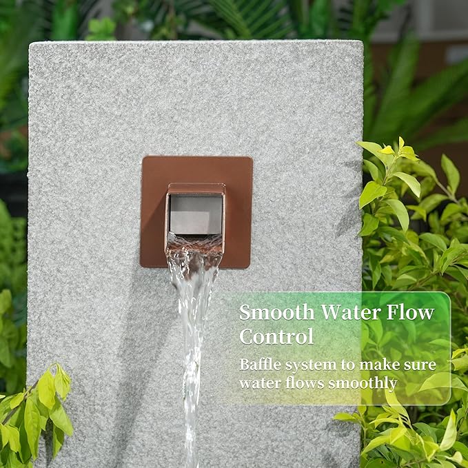 2 Inch 316 Stainless Steel Square Water Fountain Spout with Integrated Spray Baffle, Waterfall Spillway Scupper for Outdoor Decors, Pools, Ponds, Water Walls (Brown)