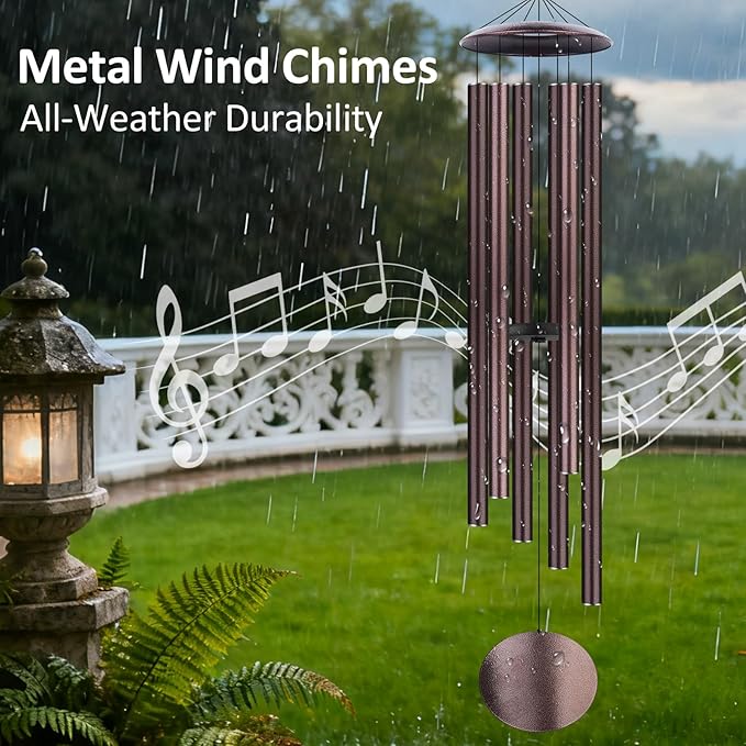 54" Large Wind Chimes for Outside Deep Tone - Gift Box Packaged, Soothing Windchimes Outdoors with 6 Thickened Aluminum Tubes for Garden Decor, Gifts for Parents, Friends and Loved Ones (Bronze)