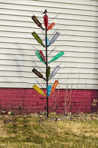 7.2FT Tall Wine Bottle Trees Stand for Garden Decorative, Rustproof Metal Bottle Tree Holder, Holds Up to 15 Bottles (Bronze)