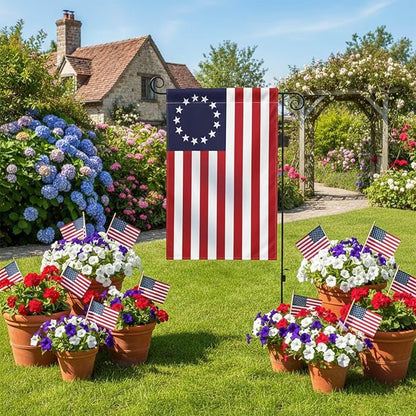 TOPFLAGS Betsy Ross Flag Garden Flags 12x18 Inch Double Side 250 Anniversary 13 Star USA Yard Flag Colonies for Outside Patriotic