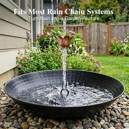 DUSVALLY Rain Chain Anchoring Basin 10.8 inch Water Feature Basin, Garden and Terrace Decoration Rain Chain Basin for Rainwater Collection Roof Drainage Ditch Downspouts, Black