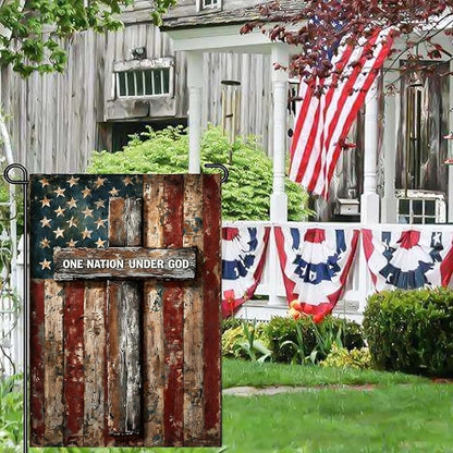 Patriotic American Garden Flag One Nation Under God Christian Flags for Outside 12x18 Double Sided Small 250 Anniversary USA 4th of July Independence Memorial Day Decor
