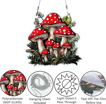Mushroom Ornaments Colorful Window Hanging Decorations Home Wall Decor for Indoor Outdoor