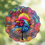 Metal Wind Spinners Outdoor - Chicken Yard Decor 3D Hanging Wind Spinner 12 Inch Kinetic Spinning Art Ornaments for Patio Lawn Garden Balcony Chicken Gifts for Women Men Mom Grandma Friends