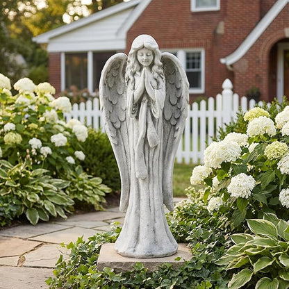 Praying Angel Statue 31.1 Inch Outdoor Garden Decor Magnesium Oxide Statues Religious Blessed Catholic Yard Patio Deck Home Hallway Entryway Sculpture