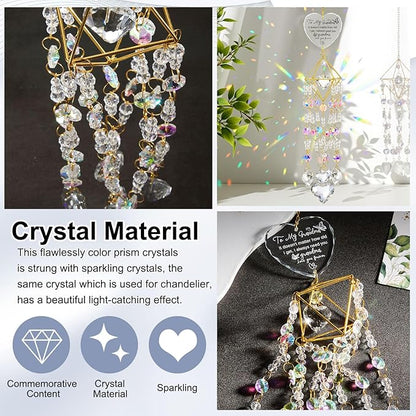 AceOrbit Grandma Thank You Gift, Crystal Suncatchers for Window Hanging Wind Chime Garden Suncatchers Rainbow Indoor Outdoor Decor Dazzling Unique Birthday Gifts for Grandma