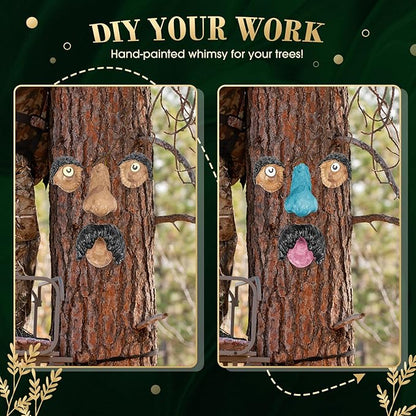 Vercraft 3 Pack Tree Face Decor Outdoor with Screws Old Man Ghost Tree Art for Easter Halloween Garden Outdoors and Indoors(Classic Style)