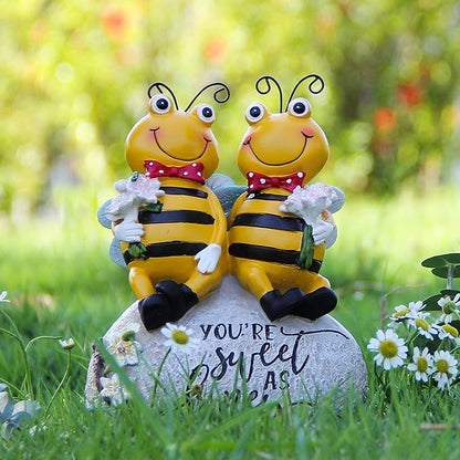 Smadeer Bee Statue for Garden Decorations Honey Bee Figurine for Outdoor Patio Lawn Porch Yard Backyard Outside Indoor Shelf Table Home Decor Garden Sculptures & Statues Holiday Spring Summer Bee Gift