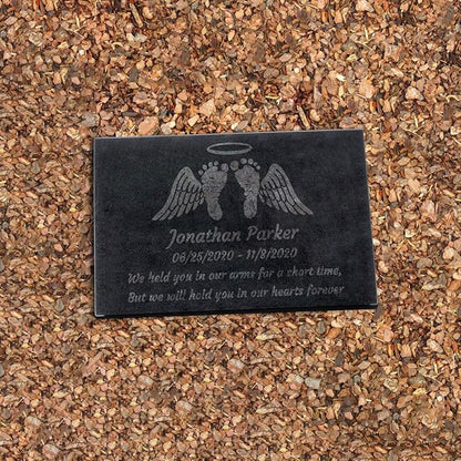PlaqueMaker Black Granite Memorial Headstone Or Garden Memorial for Lost Infant or Child - Include You Personalized Text. Can be Used as a Sympathy Gift, Garden Stone or Grave Maker (16 X 10 X 2)