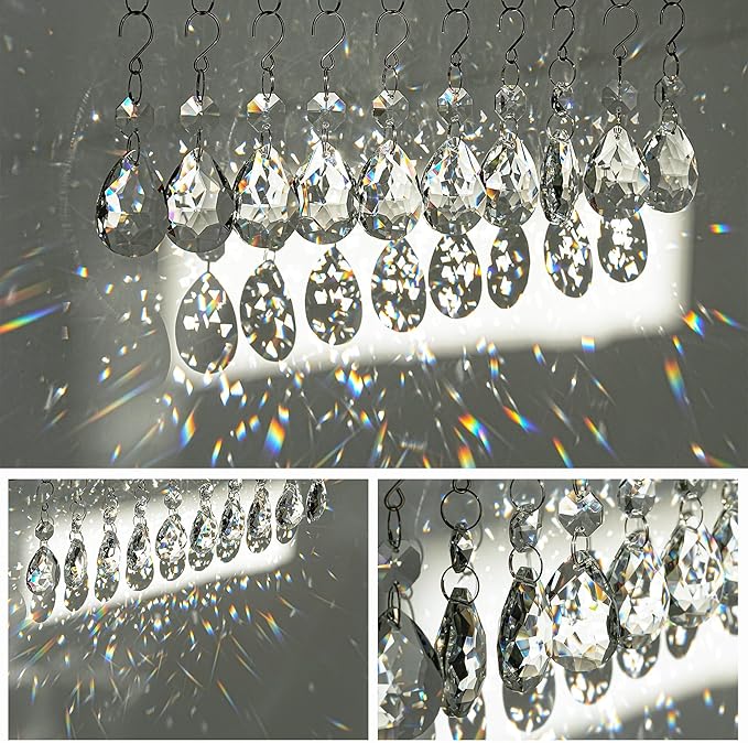 H&D HYALINE & DORA 3Inch Crystal Suncatcher Bauhinia Prisms Pendants 10Pcs Chandelier Crystals Replacement Hanging Sun Catcher Beads for DIY Arts Crafts Decor (Clear)