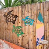 Threehoney 3 Sizes Metal Sea Turtle Wall Art Decor Beach Ocean Nautical Coastal Theme Decor Vintage Farmhouse Turtle Hanging Decoration for Indoor Outdoor Garden Backyard Pool Patio Kitchen Bathroom
