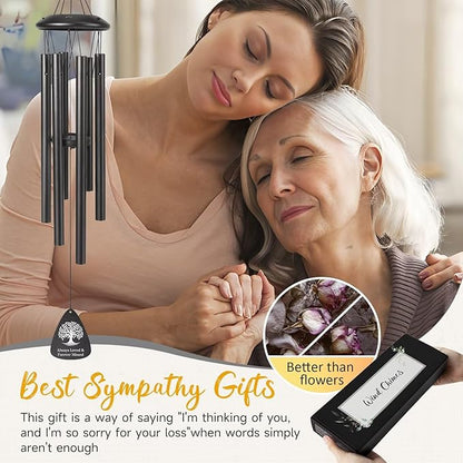 Memorial Gifts for Loss of Grandpa, 25''Memorial Wind Chimes of Sympathy Gifts for Loss of Grandpa,Condolence/Bereavement/Remembrance Gift,Windchimes in Memory,Funeral Decor for Garden Outside,Black