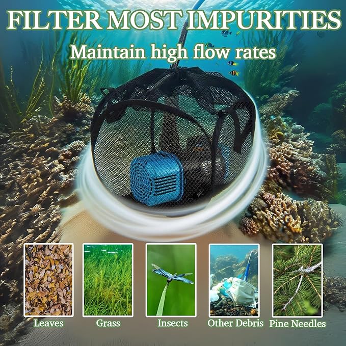 XOTTI Pond Pump Filter Box 10 Inch, Anti-Clogging Cube Mesh Pop Up Water Pump Barrier Bag, Black Filter Media Basket Metal Frame for Outdoor Ponds Swimming Pool Fountain