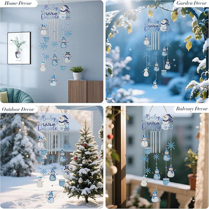Christmas Snowman Metal Wind Chimes for Outside with S Hook and Snowflake 4 Tubes Metal Windchimes 37.4 Inch Indoor Outdoor Hanging Decoration Wind Chime for Home,Patio,Birthday Gifts Memorial Gift