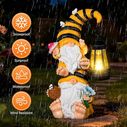 Garden Gnomes Outdoor Decor with Solar Led Lantern Gnomes Decorations for Yard,Patio,Lawn,Gnome Gifts for Women,Mom
